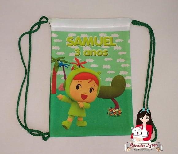 Mochila de Tecido Personalizada Nina Pocoyo