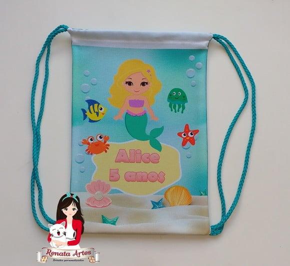 Mochila de Tecido Personalizada Sereia