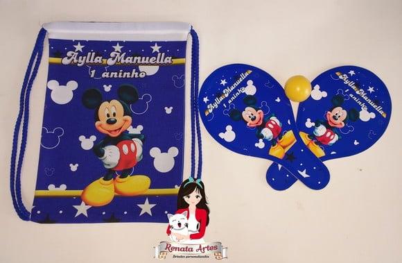 Mochila Ping Pong Personalizada Tema Mickey Azul