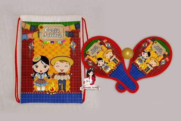 Mochila Ping Pong Tema Festa Junina