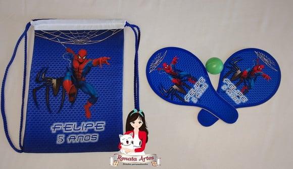 Mochila Ping Pong Tema Homem Aranha Azul