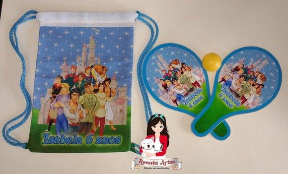 Mochila Ping Pong Tema Princesas e Príncipes Disney