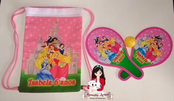 Mochila Ping Pong Tema Princesas e Príncipes Disney