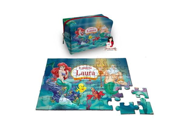 Necessaire Box com Quebra Cabeças a Pequena Sereia Ariel