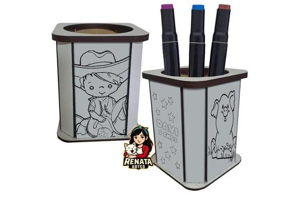 Porta Lápis para Colorir Fazendinha