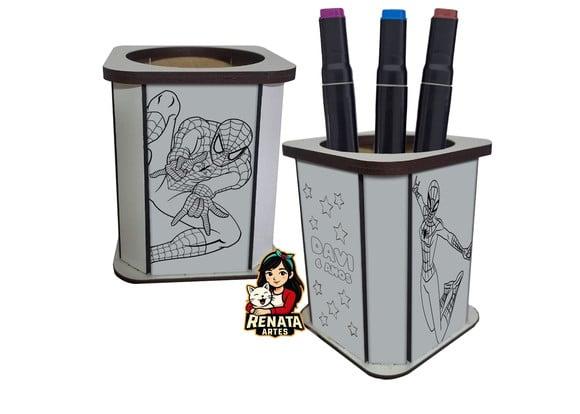Porta Lápis para Colorir Homem-aranha