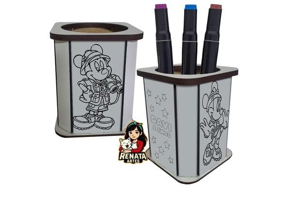 Porta Lápis para Colorir Mickey Safari