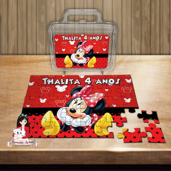 Quebra Cabeça Personalizado na Maleta Minnie Vermelha