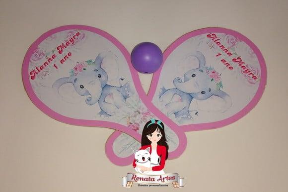 Raquetes de Ping Pong Personalizada Tema Elefantinha Rosa