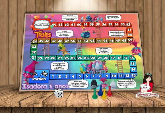 Tabuleiro Educativo Tema Trolls