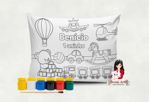 Almofada com Tinta para Colorir Brinquedos Vintage
