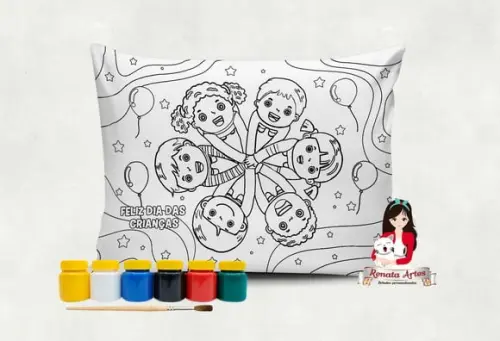 Almofada com Tinta para Colorir Dia das Crianças 2025
