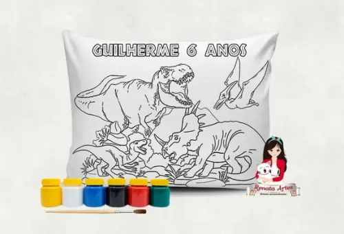 Almofada com Tinta para Colorir Dinossauros