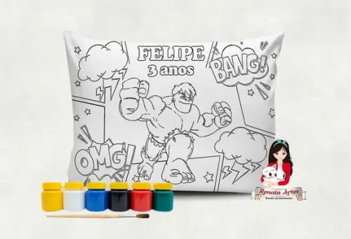 Almofada com Tinta para Colorir Hulk