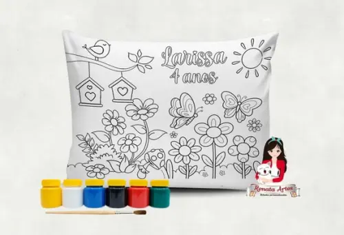 Almofada com Tinta para Colorir Jardim