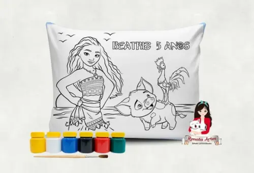 Almofada com Tinta para Colorir Moana