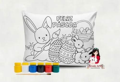 Almofada com Tinta para Colorir Pascoa 2