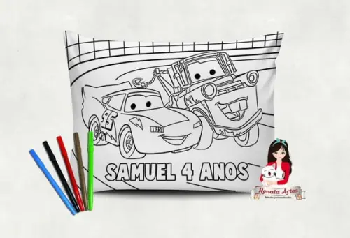 Almofada Pinte e Lave Carros Disney