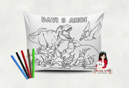 Almofada Pinte e Lave Dinossauros Jurassik