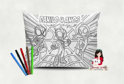 Almofada Pinte e Lave Spidey