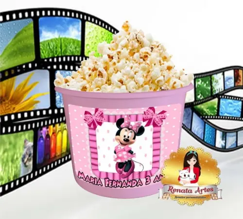 Balde de pipoca Minnie Rosa