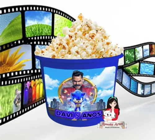 Balde de pipoca personalizado Sonic filme 2020