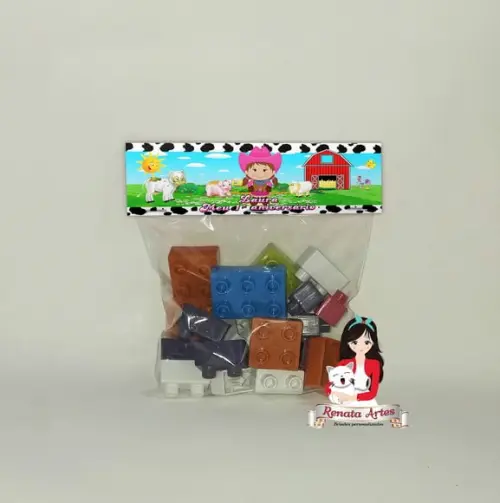 Blocos de Montar Personalizado Fazendinha Rosa