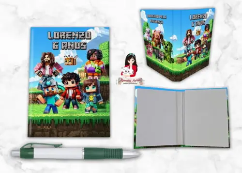 Bloquinho com Caneta Minecraft Filme