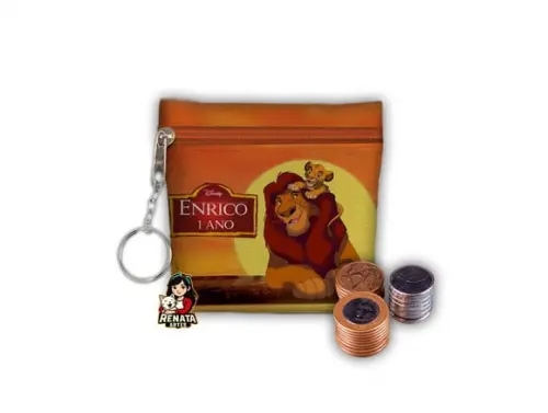 Chaveiro Porta Moedas Personalizado Rei Leão