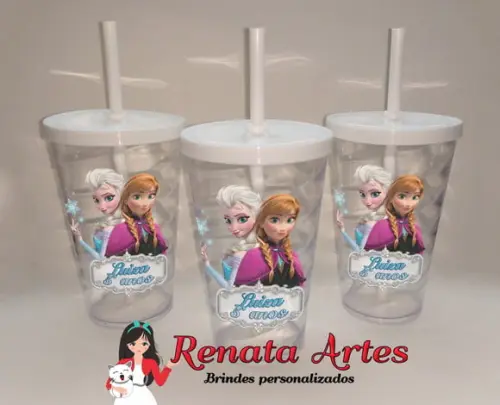 Copo com Canudo 500ml Frozen