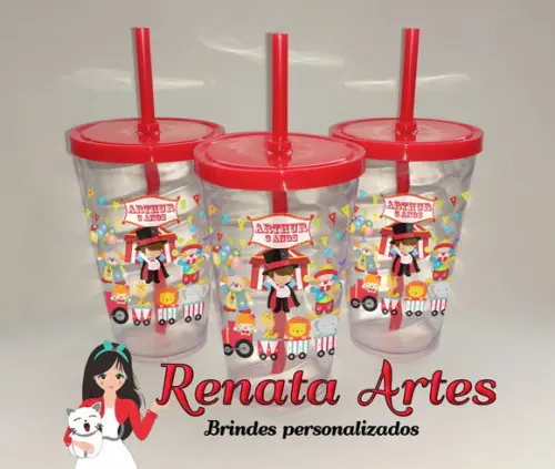 Copo com Canudo 500ml Circo