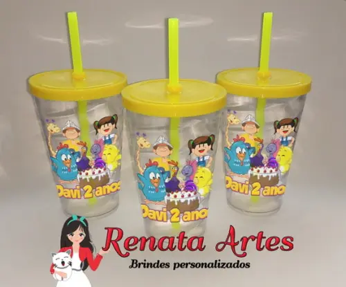 Copo com Canudo 500ml Galinha Pintadinha