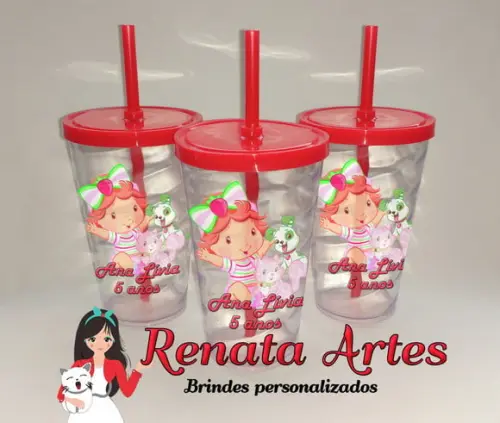 Copo com Canudo 500ml Moranguinho Baby