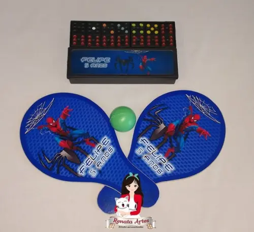 Dominó + Raquetes de Ping Pong Tema Homem Aranha