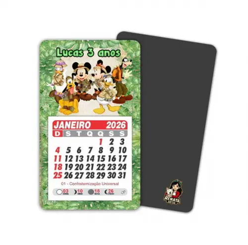 Imã de Geladeira com Calendário Mickey Safari