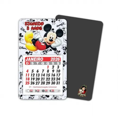 Imã de Geladeira com Calendário Mickey