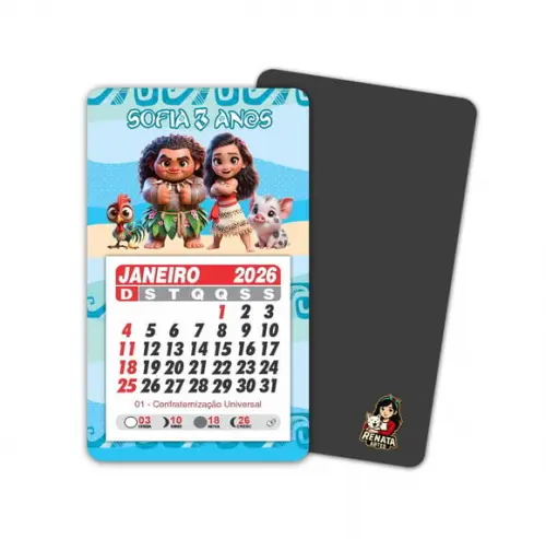 Imã de Geladeira com Calendário Moana