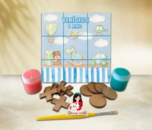 Jogo da Velha com Tinta Personalizado Brinquedos Aquarela