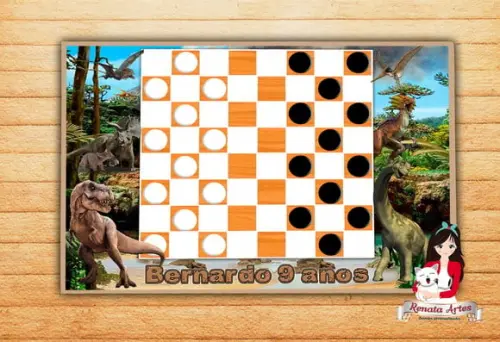 Jogo de Damas Personalizado Dinossauros