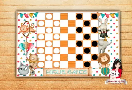 Jogo de Damas Personalizado Circo