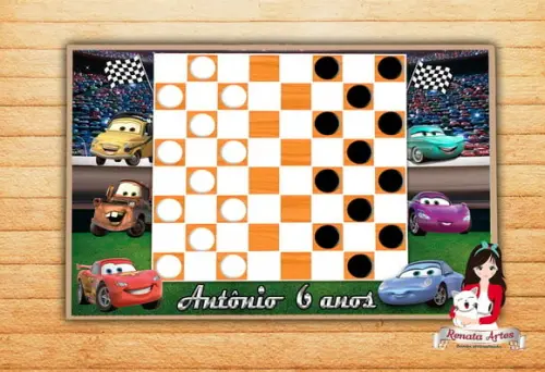 Jogo de Damas Personalizado Carros Disney