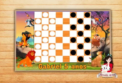 Jogo de Damas Personalizado Rei Leão