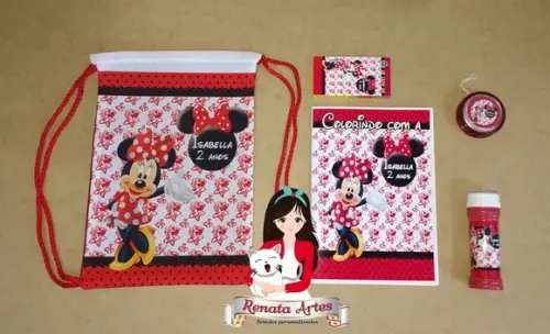 Kit Alegria na Mochila Minnie Vermelha