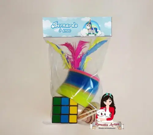 Kit Brinquedos Retrô Personalizado Tema Unicórnio Menino