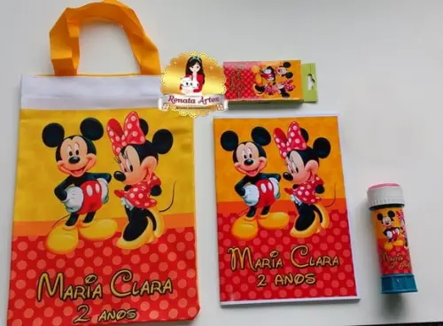 Kit diversão na ecobag MICKEY E MINNIE