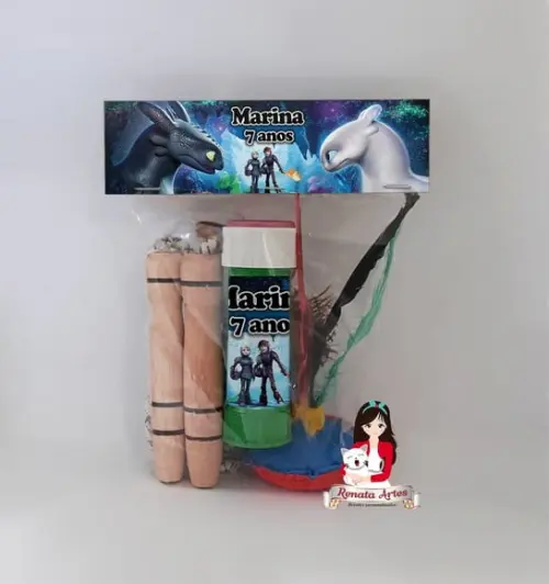 Kit Lembrancinha com Bolha de Sabão Como Treinar Seu Dragão
