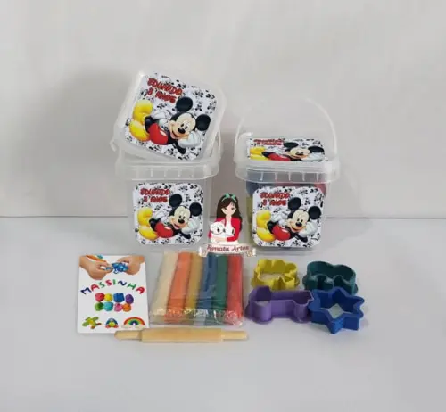 Kit Massinha no Baldinho Personalizado Mickey Poá