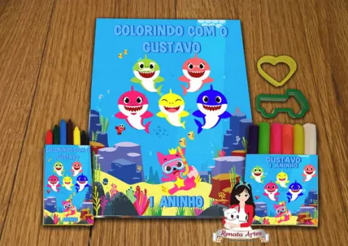 Kit Passatempo Personalizado Baby Shark