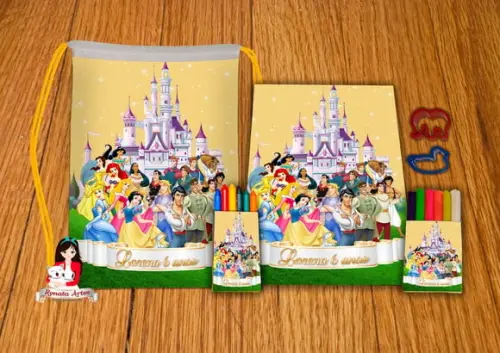 Kit Passatempo Personalizado na Mochila Princesas Disney