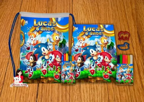 Kit Passatempo Personalizado na Mochila Sonic Desenho